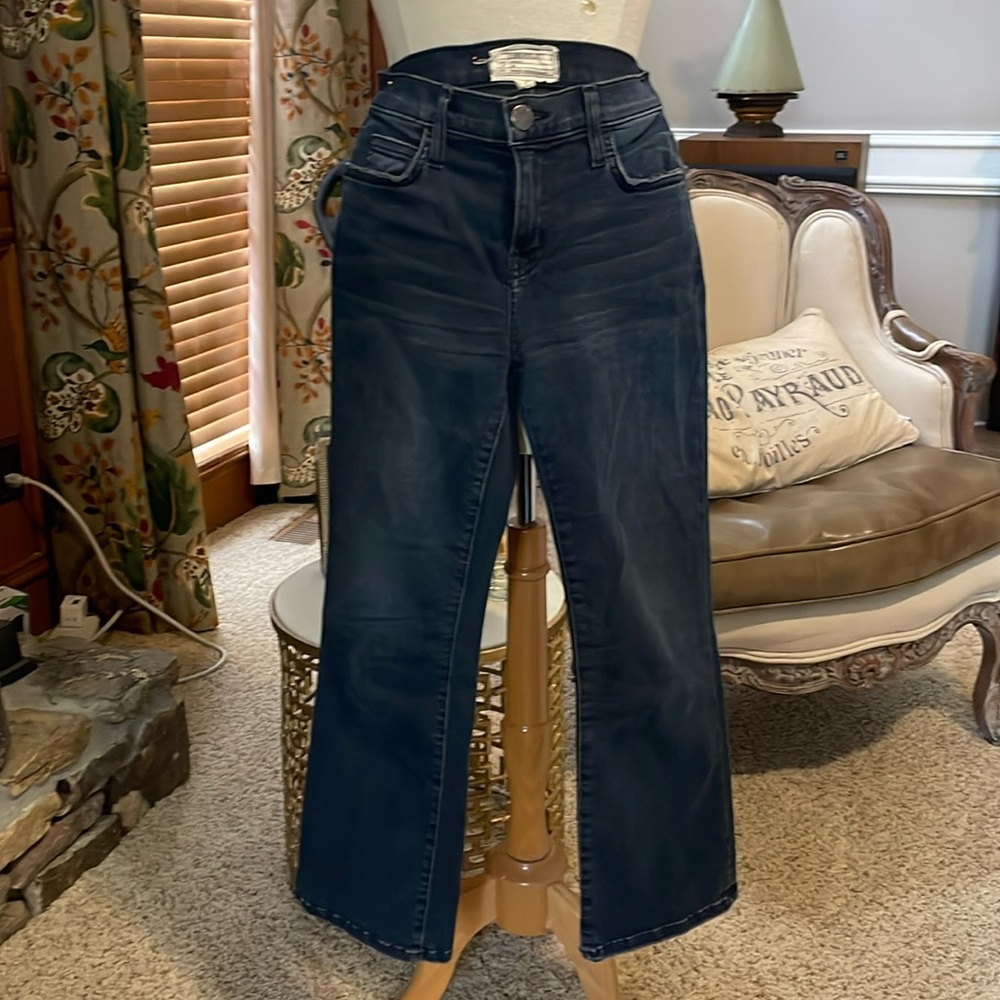 Current/Elliott Dark Wash Mini Flare Crop Jeans 24